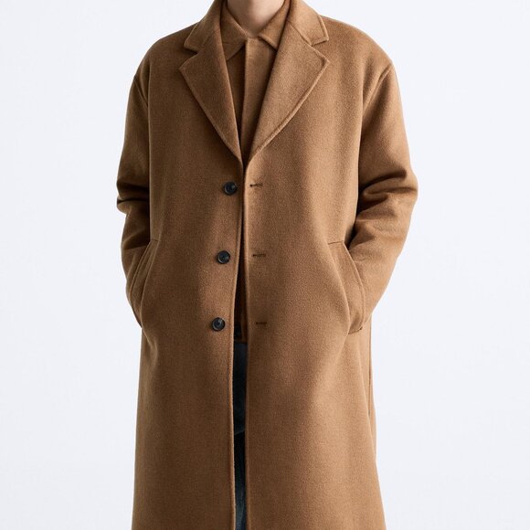 New Zara Double Face Woold Blend Camel Coat Size XL NWT - Picture 3 of 8